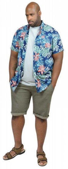 D555 ENRIQUE Short Sleeve Hawaiian Leaf Shirt & T-shirt Combo - Πουκάμισα - Aνδρικά πουκαμισα μεγαλα μεγάλα μεγέθη