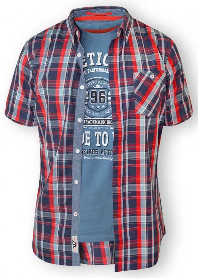 D555 MALCOLM Short Sleeve Button Down Shirt & T-shirt Combo - Πουκάμισα - Aνδρικά πουκαμισα μεγαλα μεγάλα μεγέθη