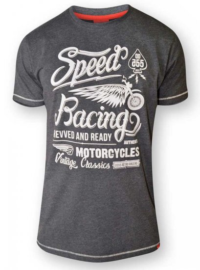 D555 CORTEZ Speed Racing T-Shirt Black - Μακό μπλουζάκια - Aνδρικά μπλουζεσ μεγάλα μεγέθη