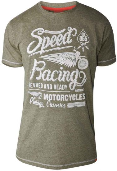 D555 CORTEZ Speed Racing T-Shirt Khaki - Μακό μπλουζάκια - Aνδρικά μπλουζεσ μεγάλα μεγέθη