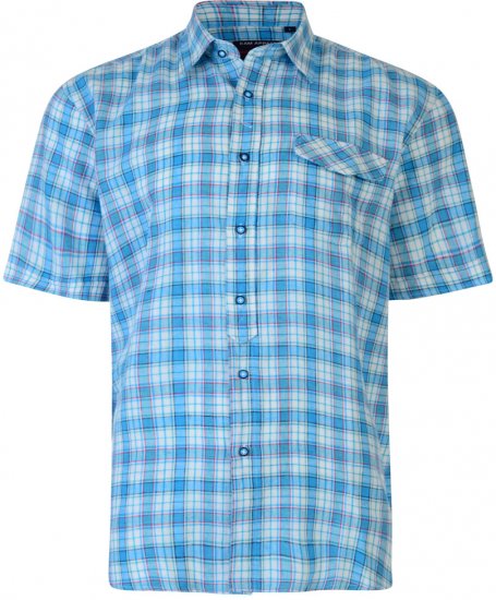 Kam Jeans Short Sleeve Check Shirt Turquoise - Πουκάμισα - Aνδρικά πουκαμισα μεγαλα μεγάλα μεγέθη