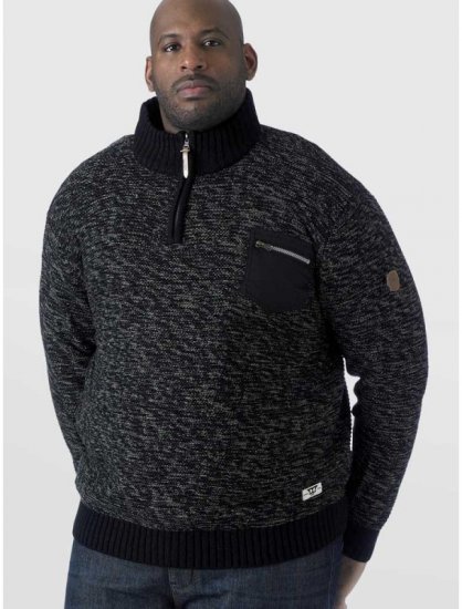 D555 REMINGTON Sweater With Woven Zipper Chest Pocket Black/Charcoal - φούτερ/Φούτερ με κουκούλα - φούτερ/Φούτερ με κουκούλα ανδρικά μεγάλα μεγέθη 