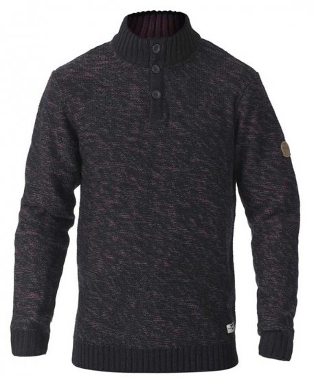 D555 MARSDEN Neck Sweater Black/Red - φούτερ/Φούτερ με κουκούλα - φούτερ/Φούτερ με κουκούλα ανδρικά μεγάλα μεγέθη 