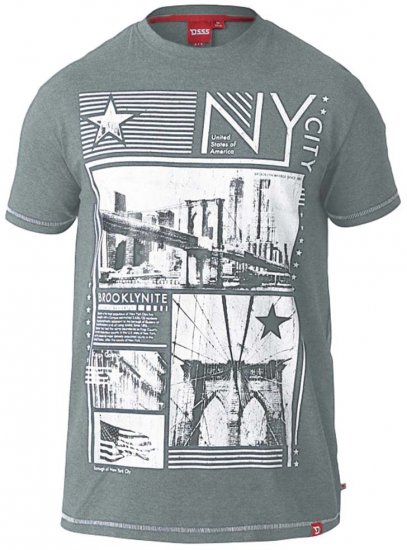 D555 RUEBEN NY City Print T-Shirt Khaki - Μακό μπλουζάκια - Aνδρικά μπλουζεσ μεγάλα μεγέθη
