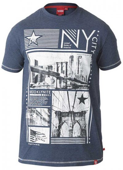 D555 RUEBEN NY City Print T-Shirt Denim - Μακό μπλουζάκια - Aνδρικά μπλουζεσ μεγάλα μεγέθη