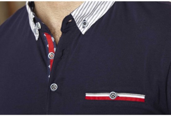 D555 GARFIELD Short Sleeve Stretch Polo Shirt Navy - Πόλο μπλουζάκια - Aνδρικά μπλουζακια πολο μεγάλα μεγέθη