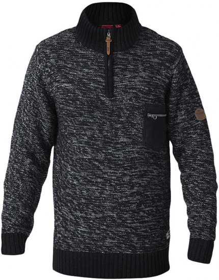 D555 REMINGTON Sweater With Woven Zipper Chest Pocket Black/Charcoal - φούτερ/Φούτερ με κουκούλα - φούτερ/Φούτερ με κουκούλα ανδρικά μεγάλα μεγέθη 