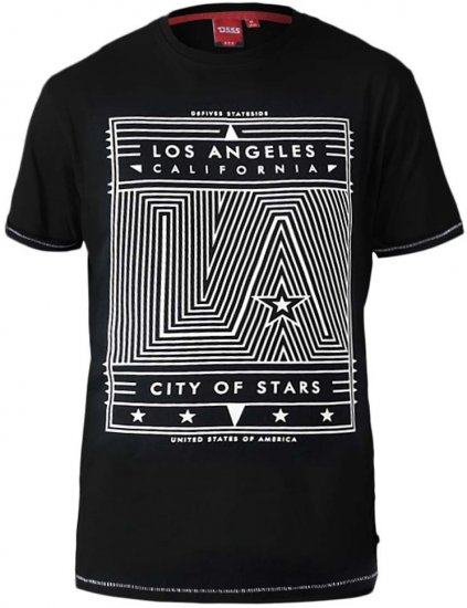 D555 OAKLEY LA Geometric Print Crew Neck T-Shirt Black - Μακό μπλουζάκια - Aνδρικά μπλουζεσ μεγάλα μεγέθη