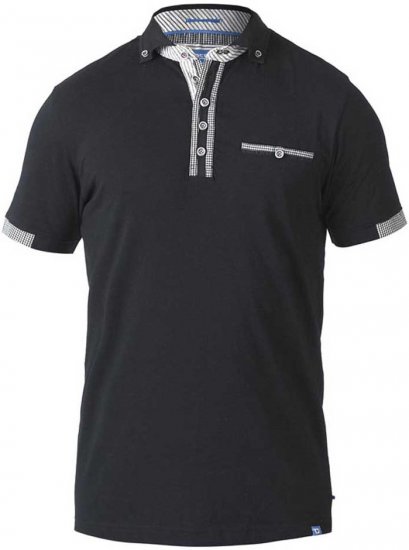 D555 SWANN Short Sleeve Stretch Polo Black - Πόλο μπλουζάκια - Aνδρικά μπλουζακια πολο μεγάλα μεγέθη
