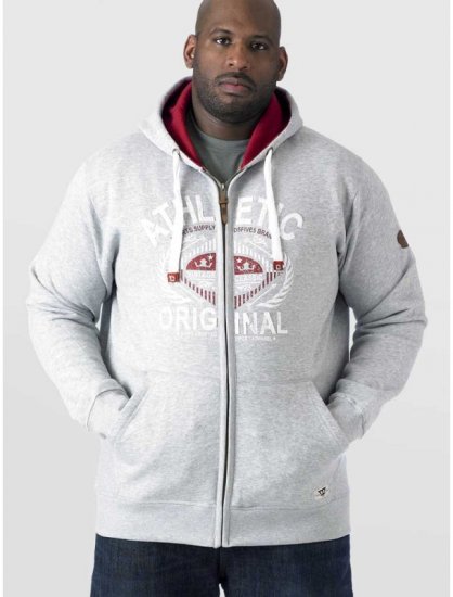 D555 Gabriel Athletic Zip Hoodie Grey - φούτερ/Φούτερ με κουκούλα - φούτερ/Φούτερ με κουκούλα ανδρικά μεγάλα μεγέθη 