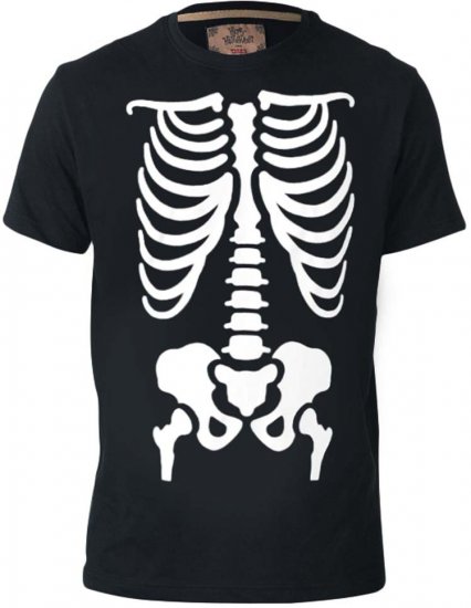 D555 Scary Halloween Skeleton T-shirt Black - Μακό μπλουζάκια - Aνδρικά μπλουζεσ μεγάλα μεγέθη