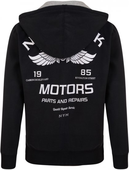 Kam Jeans 773 New York Motors Hoodie Black - φούτερ/Φούτερ με κουκούλα - φούτερ/Φούτερ με κουκούλα ανδρικά μεγάλα μεγέθη 