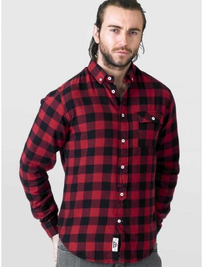 D555 Lawton LS Flannel Shirt Red - Πουκάμισα - Aνδρικά πουκαμισα μεγαλα μεγάλα μεγέθη