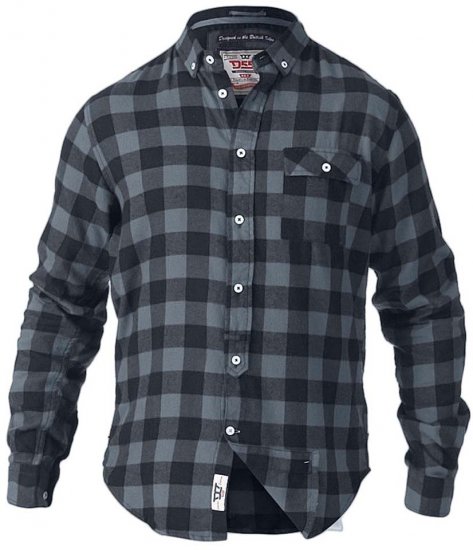 D555 Lawton LS Flannel Shirt Grey - Πουκάμισα - Aνδρικά πουκαμισα μεγαλα μεγάλα μεγέθη