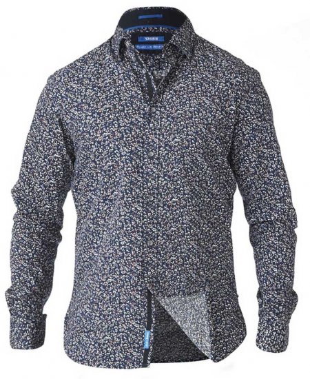 D555 Radcliff LS Printed Shirt Navy - Πουκάμισα - Aνδρικά πουκαμισα μεγαλα μεγάλα μεγέθη