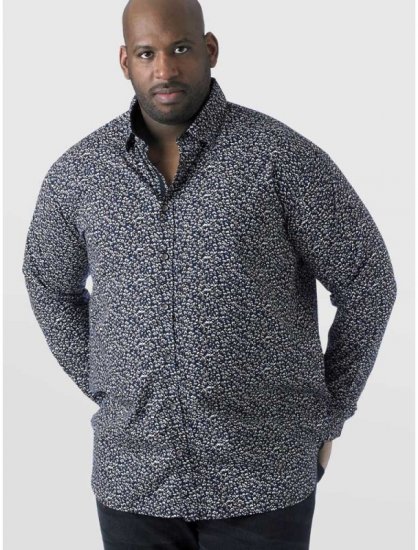 D555 Radcliff LS Printed Shirt Navy - Πουκάμισα - Aνδρικά πουκαμισα μεγαλα μεγάλα μεγέθη