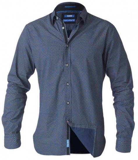 D555 Scott LS Printed Shirt Blue - Πουκάμισα - Aνδρικά πουκαμισα μεγαλα μεγάλα μεγέθη