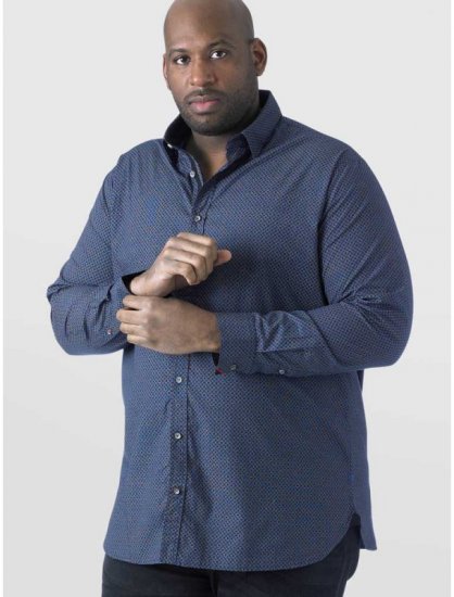 D555 Scott LS Printed Shirt Blue - Πουκάμισα - Aνδρικά πουκαμισα μεγαλα μεγάλα μεγέθη