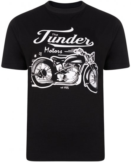 Kam Jeans 5104 Thunder Motors T-shirt Black - Μακό μπλουζάκια - Aνδρικά μπλουζεσ μεγάλα μεγέθη