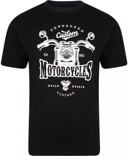 Kam Jeans 5105 Tennessee MC T Black - Μακό μπλουζάκια - Aνδρικά μπλουζεσ μεγάλα μεγέθη