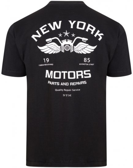 Kam Jeans 5106 NY Motors T-shirt Black - Μακό μπλουζάκια - Aνδρικά μπλουζεσ μεγάλα μεγέθη