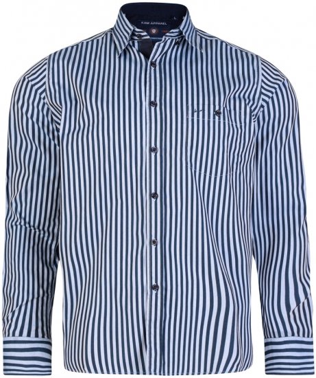 Kam Jeans 6139 Long Sleeve Shirt Navy - Πουκάμισα - Aνδρικά πουκαμισα μεγαλα μεγάλα μεγέθη