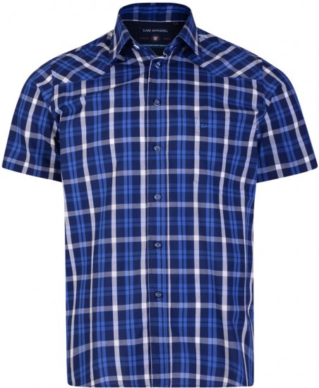 Kam Jeans 6143 Short Sleeve Shirt Navy - Πουκάμισα - Aνδρικά πουκαμισα μεγαλα μεγάλα μεγέθη