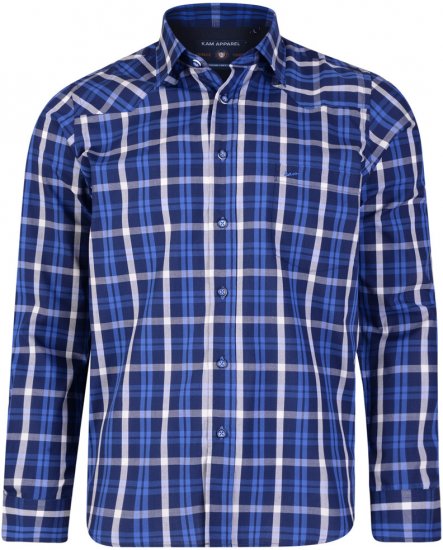Kam Jeans 6143 Long Sleeve Shirt Navy - Πουκάμισα - Aνδρικά πουκαμισα μεγαλα μεγάλα μεγέθη