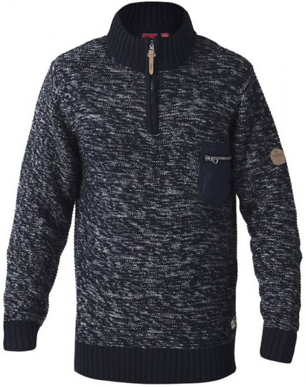 D555 REMINGTON Sweater With Woven Zipper Chest Pocket Navy/Grey - φούτερ/Φούτερ με κουκούλα - φούτερ/Φούτερ με κουκούλα ανδρικά μεγάλα μεγέθη 