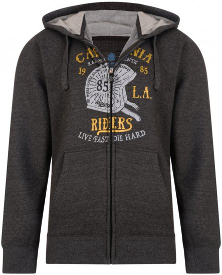 Kam Jeans 772 California Rider Hoodie Charcoal - φούτερ/Φούτερ με κουκούλα - φούτερ/Φούτερ με κουκούλα ανδρικά μεγάλα μεγέθη 