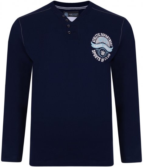 Kam Jeans 5205 Long Sleeve T-shirt Navy - Μακό μπλουζάκια - Aνδρικά μπλουζεσ μεγάλα μεγέθη