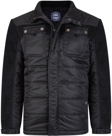 Kam Jeans 66 Padded Qulited Jacket Black - Μπουφάν - Aνδρικά μπουφαν μεγάλα μεγέθη