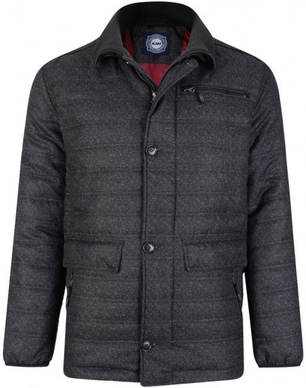 Kam Jeans 67 Casual Quilted Jacket Charcoal - Μπουφάν - Aνδρικά μπουφαν μεγάλα μεγέθη