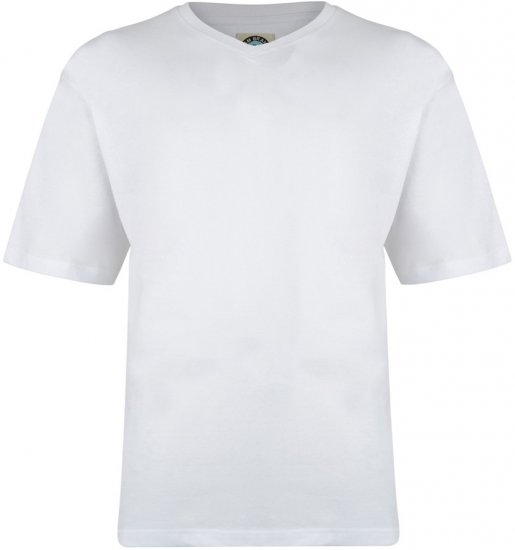 Kam Jeans V-neck T-shirt White - Μακό μπλουζάκια - Aνδρικά μπλουζεσ μεγάλα μεγέθη