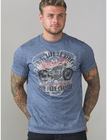 D555 Bradley T-shirt Blue - Μακό μπλουζάκια - Aνδρικά μπλουζεσ μεγάλα μεγέθη