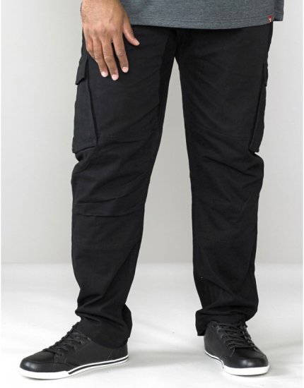 D555 Nelson Stretch Tapered Cargo Pants Black - Τζιν και παντελόνια - Aνδρικα τζιν παντελόνια μεγάλα μεγέθη