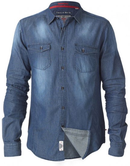 D555 Tobias LS Vintage Denim Shirt - Πουκάμισα - Aνδρικά πουκαμισα μεγαλα μεγάλα μεγέθη