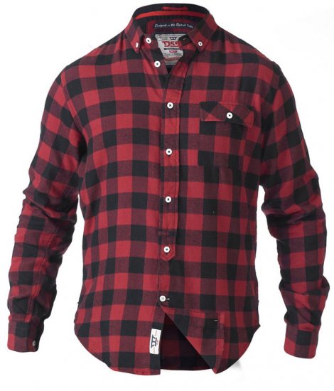 D555 Lawton LS Flannel Shirt Red - Πουκάμισα - Aνδρικά πουκαμισα μεγαλα μεγάλα μεγέθη