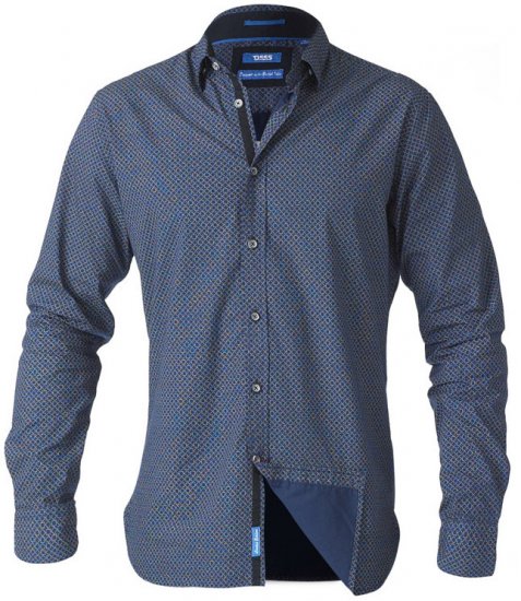 D555 Scott LS Printed Shirt Blue - Πουκάμισα - Aνδρικά πουκαμισα μεγαλα μεγάλα μεγέθη