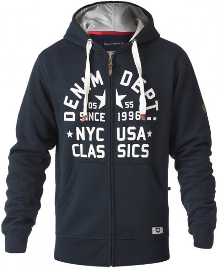 D555 Upton Hoodie Navy - φούτερ/Φούτερ με κουκούλα - φούτερ/Φούτερ με κουκούλα ανδρικά μεγάλα μεγέθη 