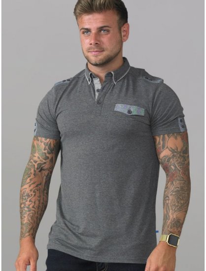 D555 Hogan Polo Charcoal - Πόλο μπλουζάκια - Aνδρικά μπλουζακια πολο μεγάλα μεγέθη