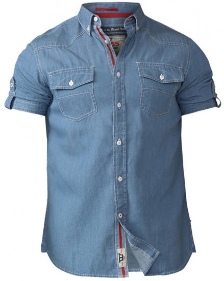 D555 Nathan Short Sleeve Shirt Blue - Πουκάμισα - Aνδρικά πουκαμισα μεγαλα μεγάλα μεγέθη