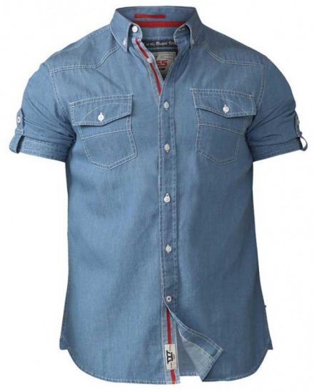 D555 Nathan Short Sleeve Shirt Blue - Πουκάμισα - Aνδρικά πουκαμισα μεγαλα μεγάλα μεγέθη