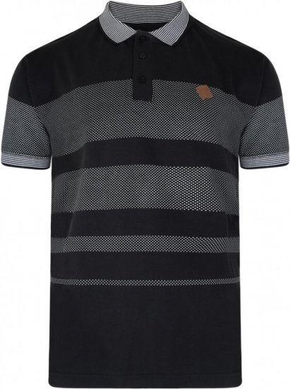 Kam Jeans 5222 Stripe and Dot Polo Black - Πόλο μπλουζάκια - Aνδρικά μπλουζακια πολο μεγάλα μεγέθη