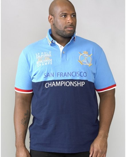 D555 Ernest Polo Blue & Navy - Πόλο μπλουζάκια - Aνδρικά μπλουζακια πολο μεγάλα μεγέθη