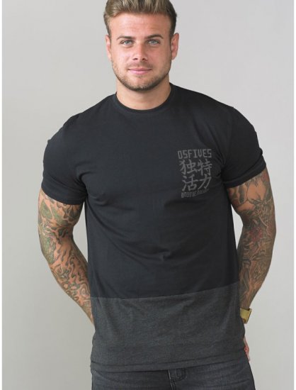 D555 Emerson T-shirt Black & Charcoal - Μακό μπλουζάκια - Aνδρικά μπλουζεσ μεγάλα μεγέθη