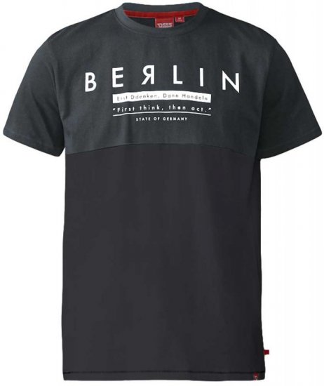 D555 Hamish T-shirt Charcoal & Black - Μακό μπλουζάκια - Aνδρικά μπλουζεσ μεγάλα μεγέθη