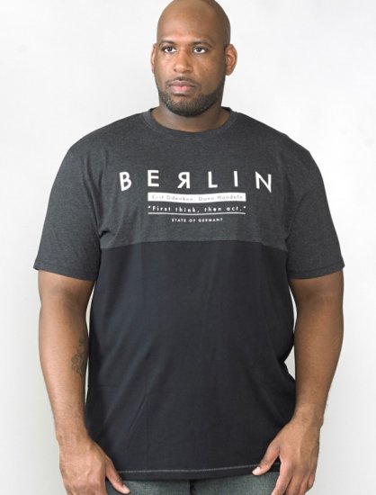 D555 Hamish T-shirt Charcoal & Black - Μακό μπλουζάκια - Aνδρικά μπλουζεσ μεγάλα μεγέθη