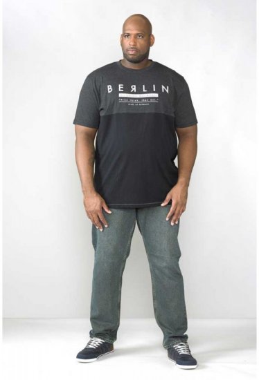 D555 Hamish T-shirt Charcoal & Black - Μακό μπλουζάκια - Aνδρικά μπλουζεσ μεγάλα μεγέθη