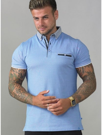 D555 Journey Fine Melange Polo Blue - Πόλο μπλουζάκια - Aνδρικά μπλουζακια πολο μεγάλα μεγέθη